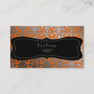 Falskt silver barockdamask /svart visitkort
