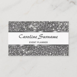 Falskt Silver Glitter Grått Glitter Evenemangsplan Visitkort