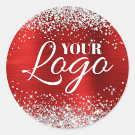 Falskt Silver Glitter Rubinvärd Folie Logo Runt Klistermärke