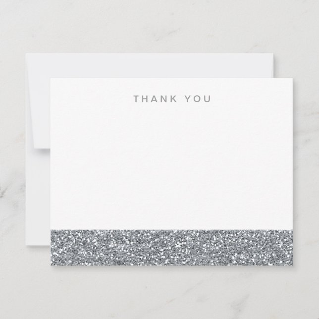 Falskt silver glitter tackkort anteckningskort (Framsida)