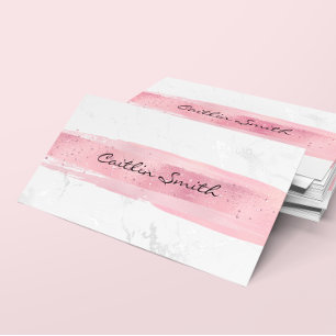 Falskt silver vit folie marmor rosa penseldrag visitkort