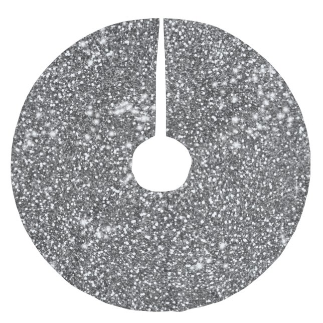 Falskt silvergrått glitterstruktur-liknande design julgransmatta borstad polyester (Framsidan)