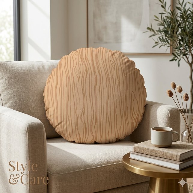 Falskt Trä Mönster Rund Kudd 40 cm Rustik Accent Kudde (Faux Wood Pattern Round Pillow 16 Inch Rustic Access)