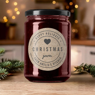 Falsm Jam Kraft Christmas Köket God Jul Runt Klistermärke