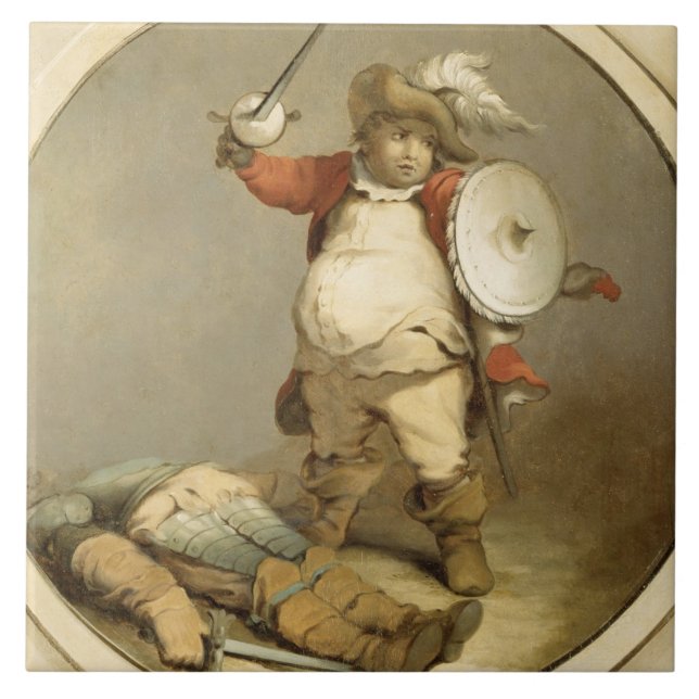 Falstaff med förkroppsliga av Hotspur, c.1786 Kakelplatta (Framsidan)