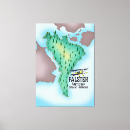 Falster Island Danmark, reseaffisch. Canvastryck