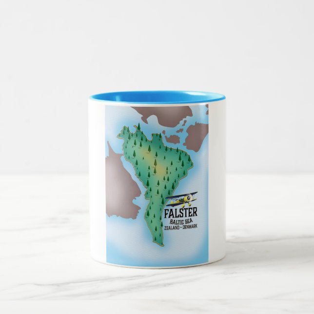 Falster Island Danmark, reseaffisch. Två-Tonad Mugg (Center)