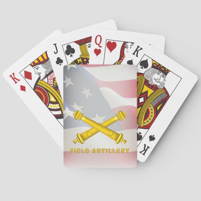 Fält artillerisoldat med amerikansk Flagga Casinokort (Baksidan)