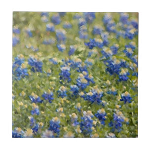 Fält av att måla för Texas Bluebonnets Kakelplatta