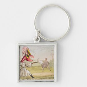 Fält av Battersea, 1829 Fyrkantig Silverfärgad Nyckelring