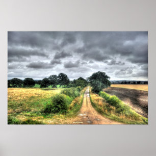 Fält av England landskap HDR-fototrycket Poster