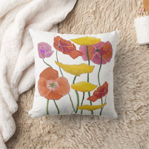 Fält av färgade poppies i all sin fantor kudde