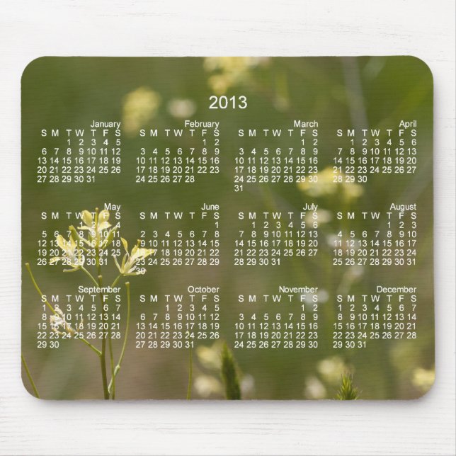 Fält av gula blommor; Kalender 2013 Musmatta (Framsidan)