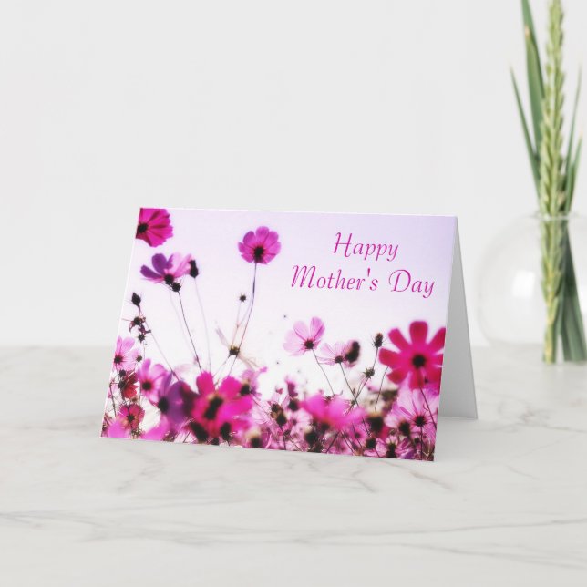 Fält av rosa blommor kort (Framsida)