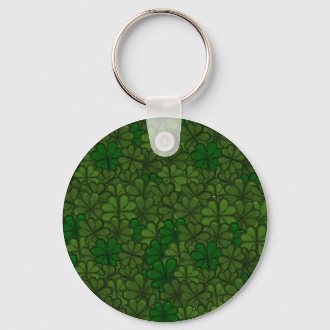 Fält av Shamrocks Digital konst Mönster St Patrick Nyckelring (Framsida)