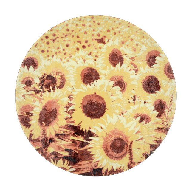 Fält av solblommor - bruna, guld och gult (Framsidan)