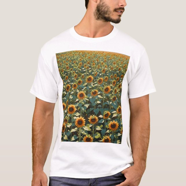 Fält av solblommor t shirt (Framsida)