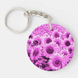 Fält av solblommor - violett, orkidé och lila