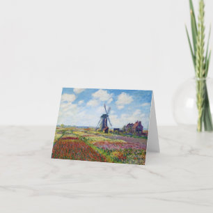 Fält av tulpan med den Rijnsburg kvarn Monet Kort