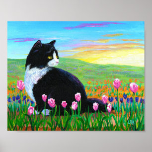 Fält av Tuxedo Black Cat Art Poster