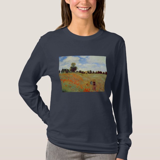 Fält av vallmor, Claude Monet Tee Shirt (Framsida)