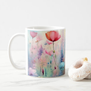 Fält av vild blommor kaffemugg