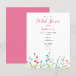 Fält av Wildblommor med blandad vattenfärg Inbjudningar