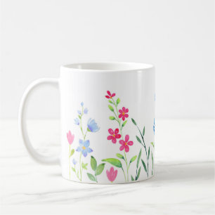 Fält av Wildblommor med blandad vattenfärg Kaffemugg