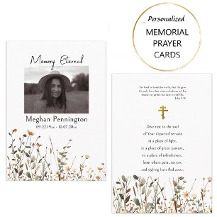 Fält av Wildblommor Orthodox Funeral Prayer Card Placeringskort