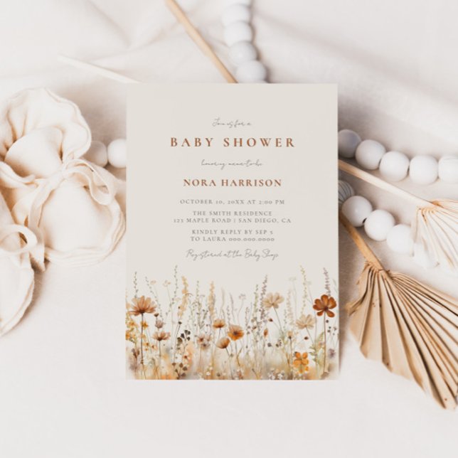 Fält Baby Shower för hösten Wildblomma Inbjudningar (Skapare uppladdad)