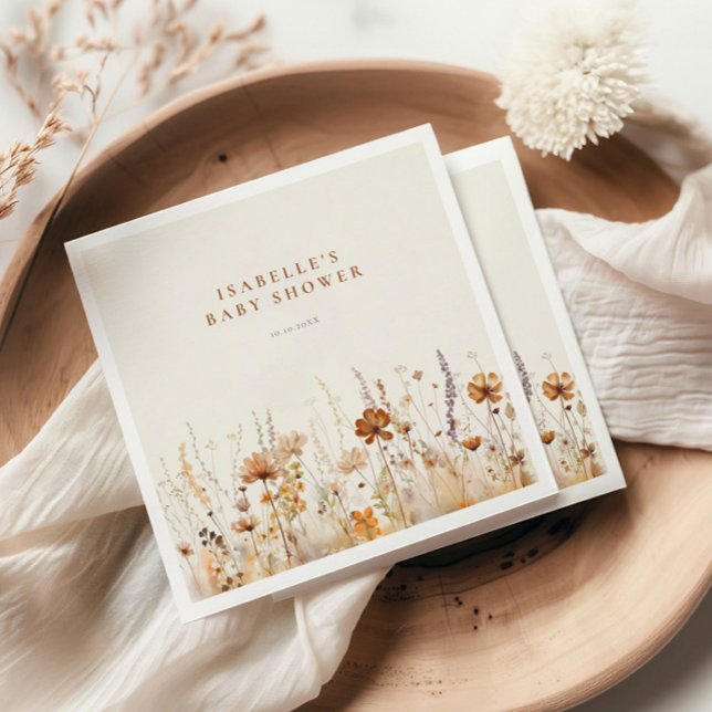 Fält Baby Shower för hösten Wildblomma Pappersservett (Skapare uppladdad)