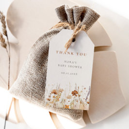 Fält Baby Shower för hösten Wildblomma Presentetikett