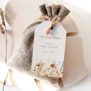 Fält Baby Shower för hösten Wildblomma Presentetikett