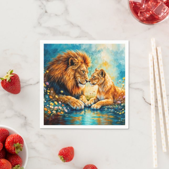 Fält blommor Lejon Lioness-ängsskugga Pappersservett (Insitu)