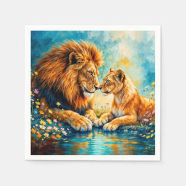 Fält blommor Lejon Lioness-ängsskugga Pappersservett