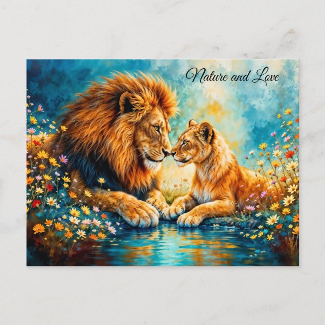 Fält blommor Lejon Lioness-ängsskugga Vykort (Framsida)