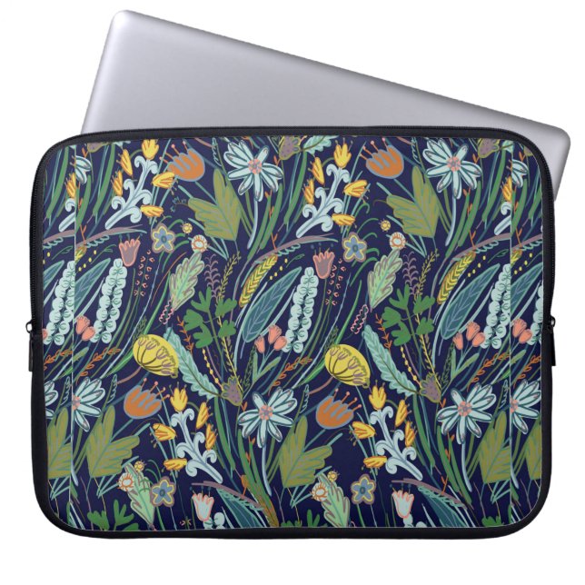 Fält blommor mönster laptop fodral (Framsidan)