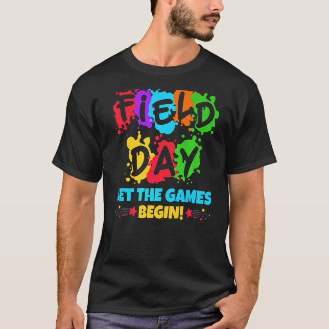 Fält-dagen låt spelen börja i Färg Regnbåge Girls T Shirt (Framsida)