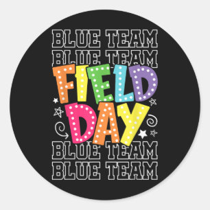 Fält Day Blue Team Färg Krig Camp Team Game Compe Runt Klistermärke