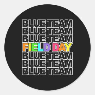 Fält Day Blue Team Färg Krig Camp Team Game Compe Runt Klistermärke