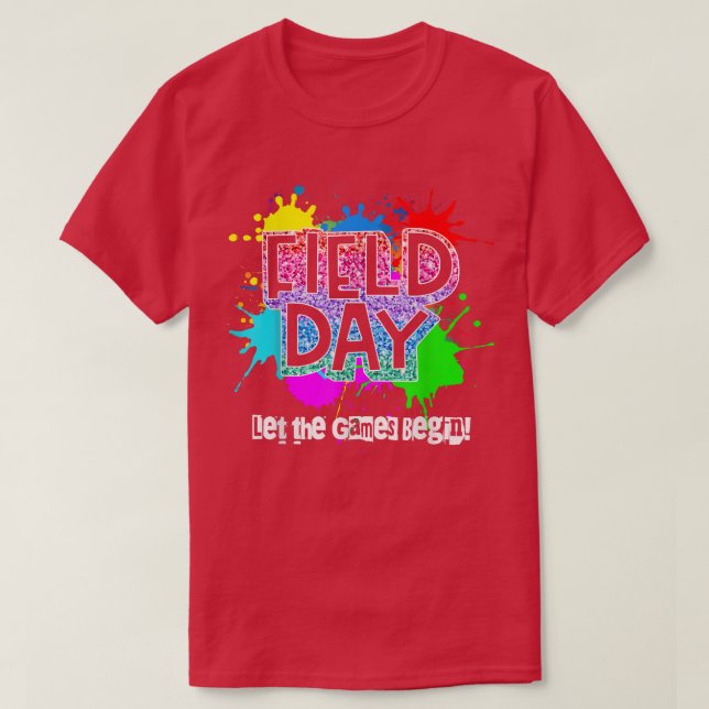 Fält Day School Rainbow Färg Stänk lät spelet spel T Shirt (Design framsida)