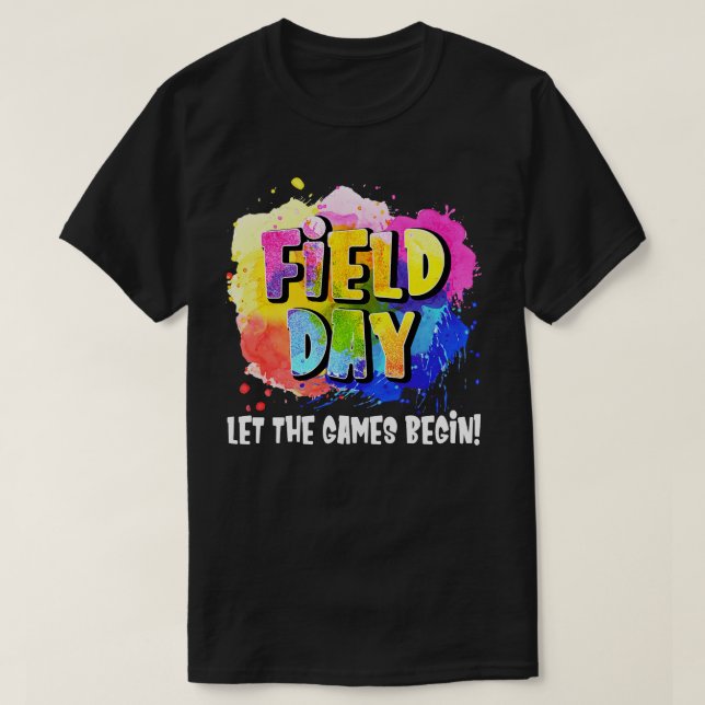 Fält Day School Rainbow Färg Stänk lät spelet spel T Shirt (Design framsida)