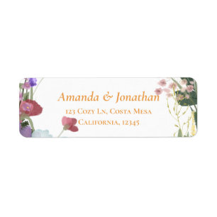 Fält Flowers Blommigt Bröllop Returetiketter Returadress Etikett