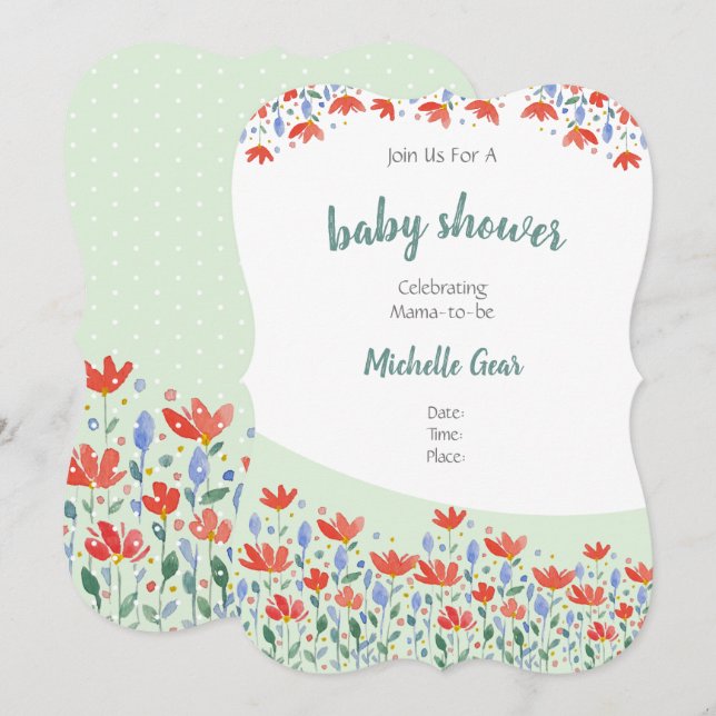 Fält Flowers vattenfärg i rött och blått sötningsm (Fram/baksida)