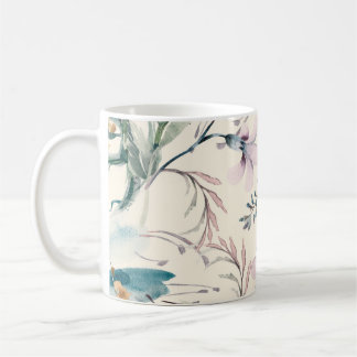Fält Flowers Watercolor Seamless Mönster Kaffemugg