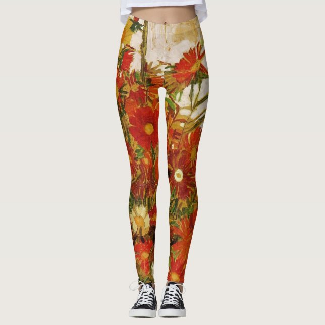 Fält från Flowers av Egon Schiele Leggings (Framsida)