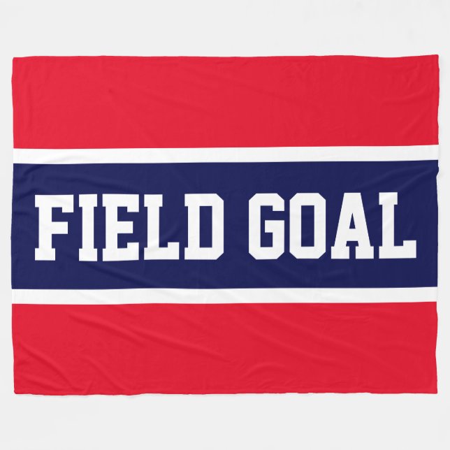 FÄLT GOAL Bright Red White Navy Blue Rand Fleecefilt (Framsidan (Horisontell))