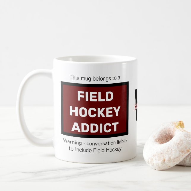 Fält Hockey Addict Lägg till ditt namn Monogram -  Kaffemugg (Med munk)