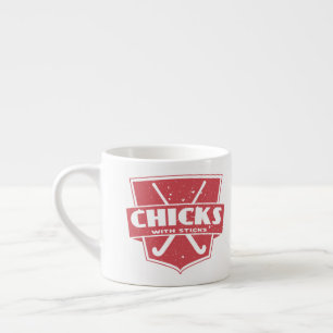 Fält Hockey-Chickar med sticks Espressomugg