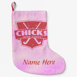 Fält Hockey-Chickar med sticks julklapp Liten Julstrumpa
